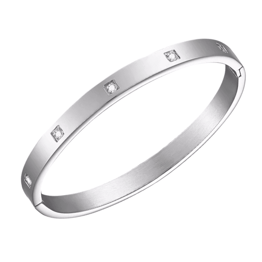 Camilla - Zircon PVD Silver Bangle