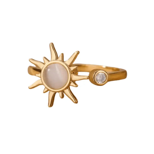 SURI Shell Spinner: 18K Gold Sunburst Fidget Relief Ring