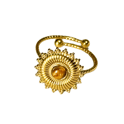 ENI - 18K Gold Plated Sunburst Adjustable Ring