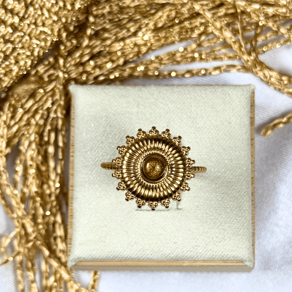 ENI - 18K Gold Plated Sunburst Adjustable Ring