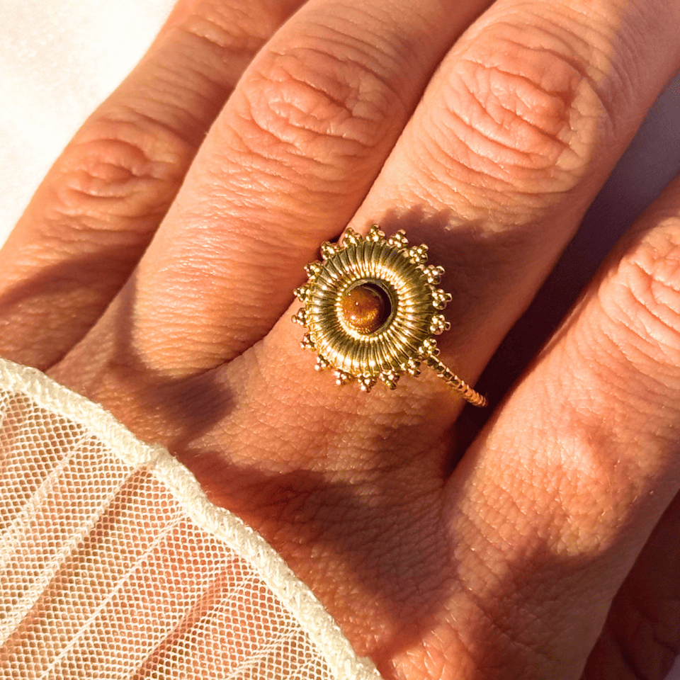 ENI - 18K Gold Plated Sunburst Adjustable Ring