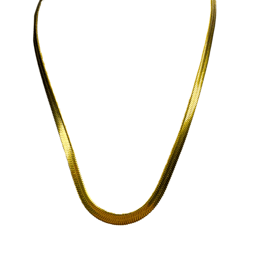 Gold necklace on a white background