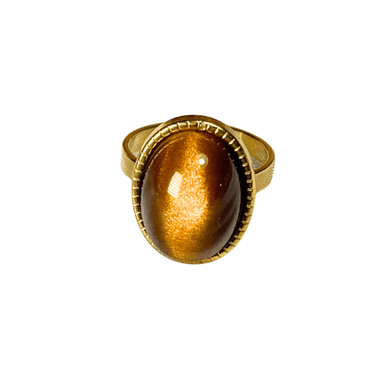 TIANA - 18K Gold Plated Tiger's Eye Statement Ring
