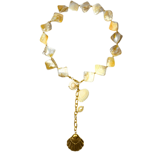 18K PVD Gold Plated Starfish & Shell Charm Necklace: Ariana